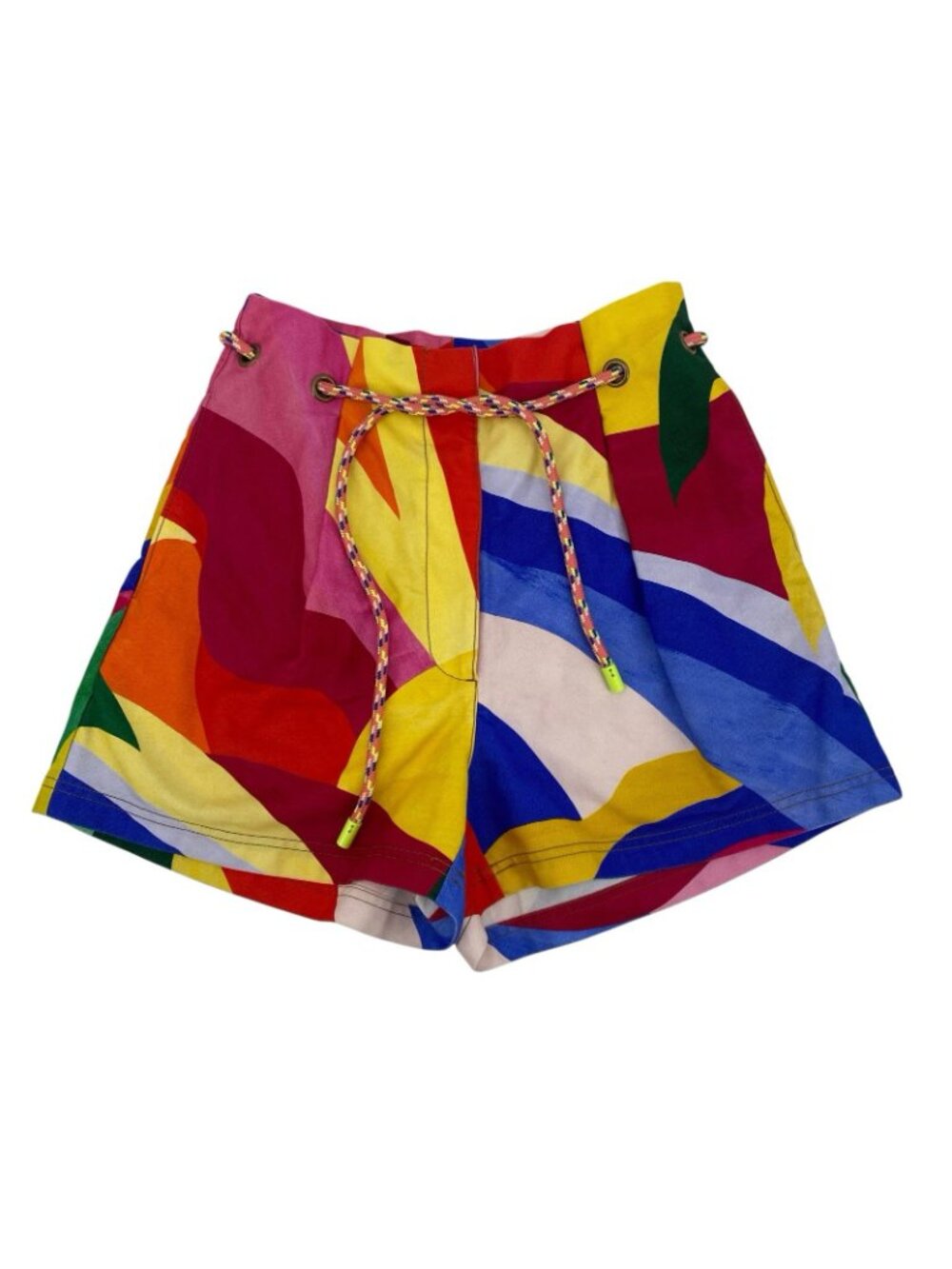 FARM Rio Multicolor High Waist Printed Shorts - Pink, Red, Yellow, Blue, Green